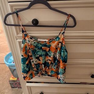 Lush Floral Camisole in Blue, Orange, and Cream